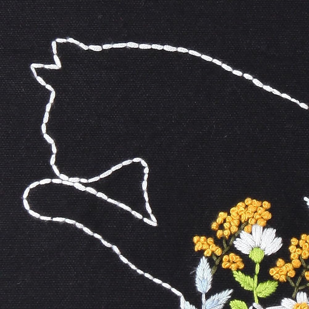 DIY Canvas Tote Bag Embroidery Kit with Hoop and Patterns , Tote Bag Cross Stitch Kits for Beginners Adults (Black Cat) Freeasyfar