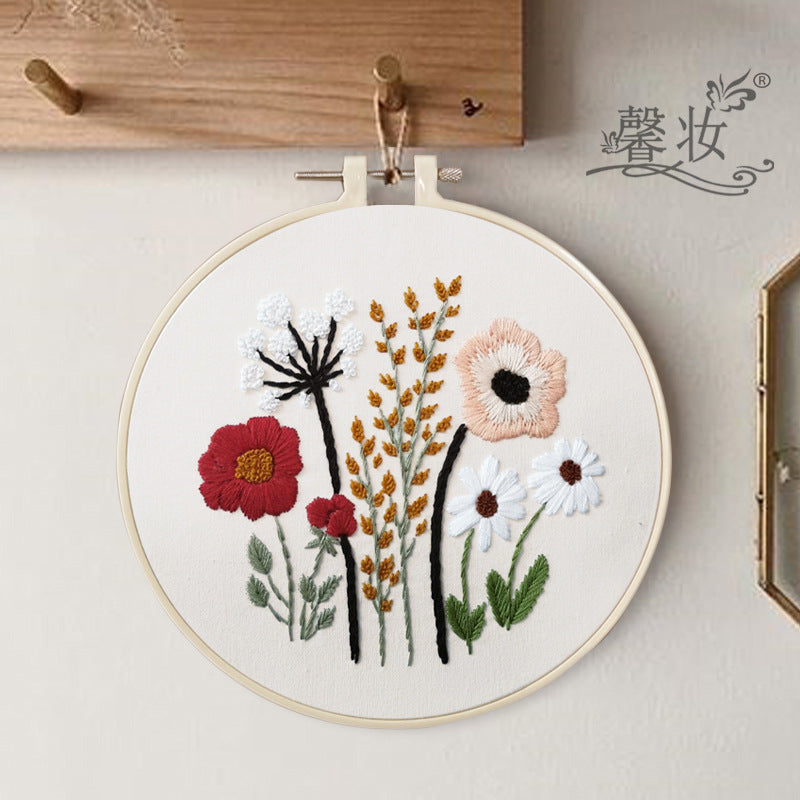 3 Sets Embroidery Kit,Cross Stitch Kits for Beginners,Needlepoint Kits for Adults with Easy Floral Pattern Hand Crafts,Hoop,Needle,Mothers Day Gifts Freeasyfar