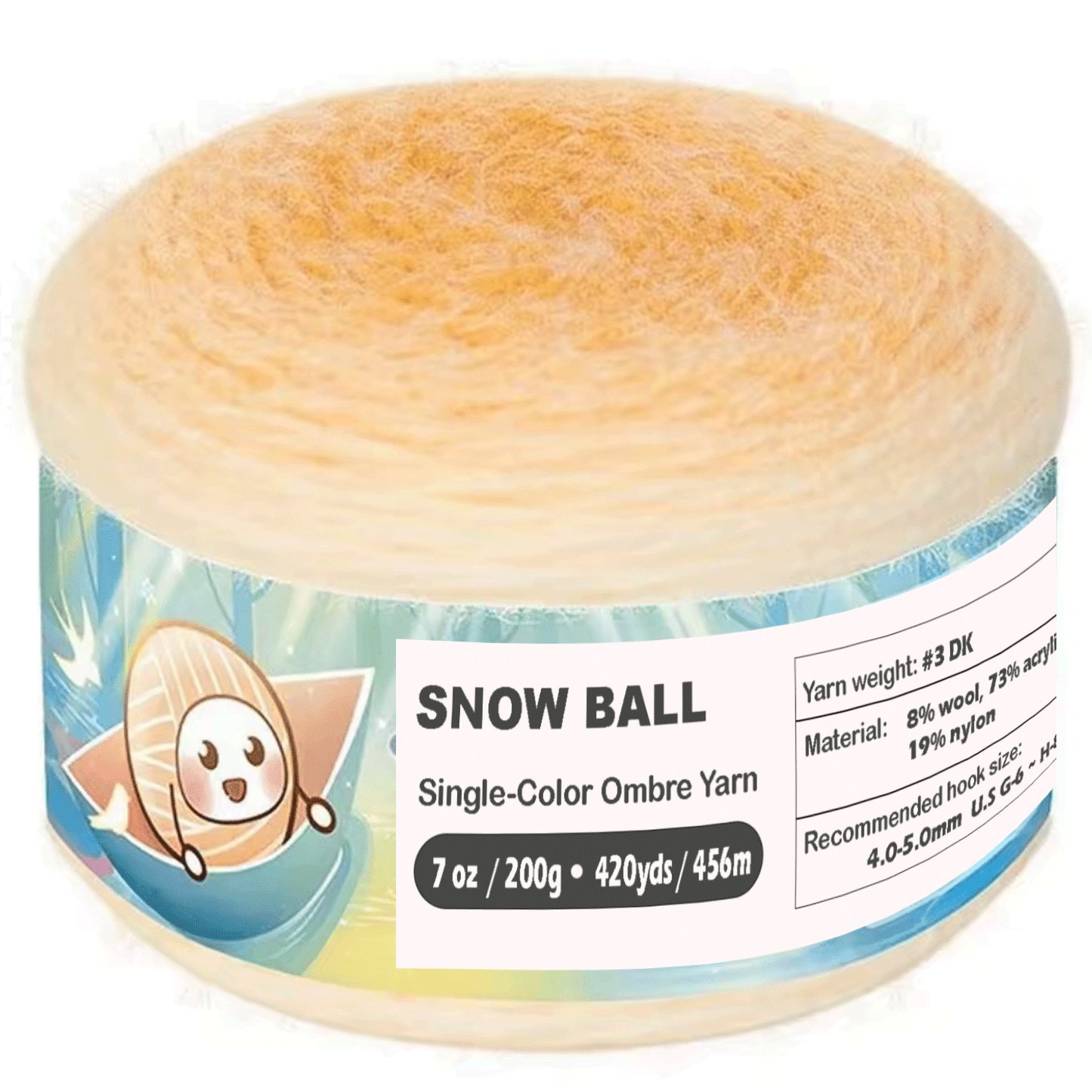 SNOW BALL Ombre Gradient Yarn for Knitting and Crochet, #3 DK Weight ,Acrylic Wool Blend, 200g/456m Cake Yarn (Golden Honey) Freeasyfar