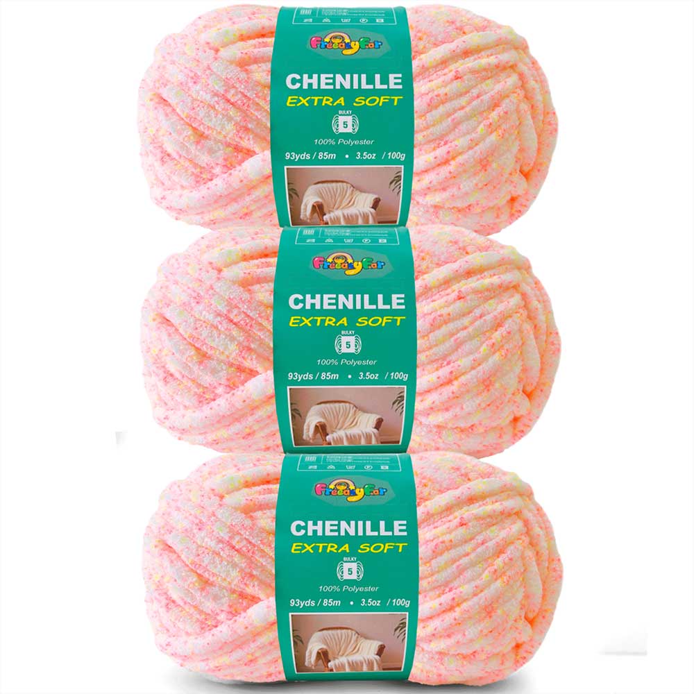 6 Pack Bulky Variegated Chenille Yarn for Crocheting and Knitting Freeasyfar