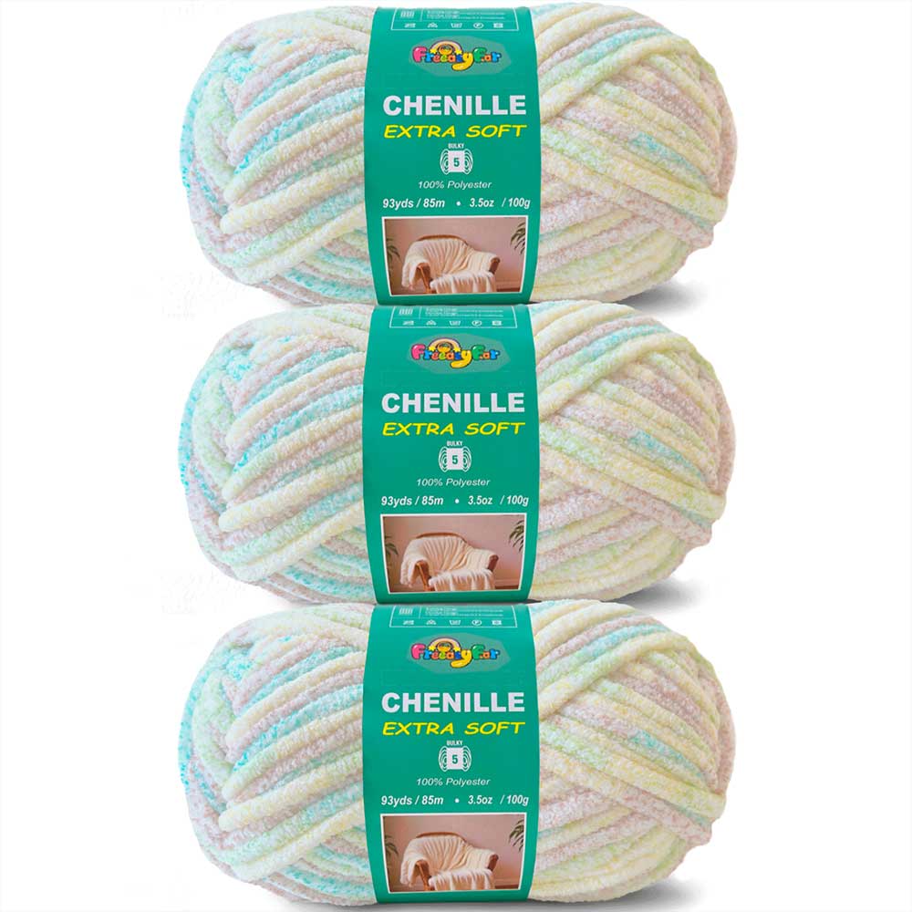 6 Pack Bulky Variegated Chenille Yarn for Crocheting and Knitting Freeasyfar