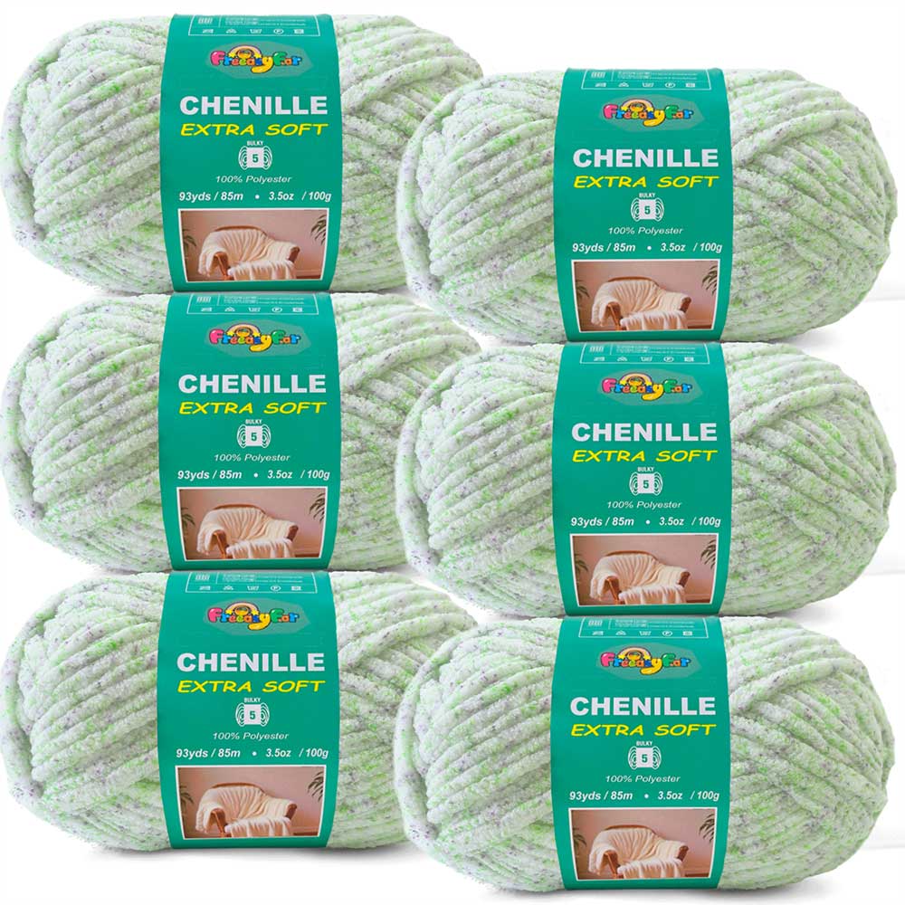 6 Pack Bulky Variegated Chenille Yarn for Crocheting and Knitting Freeasyfar