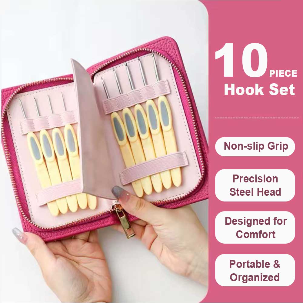 10-Piece Ergonomic Hook Kit(0.9 mm - 3.5 mm) with Travel Case Freeasyfar