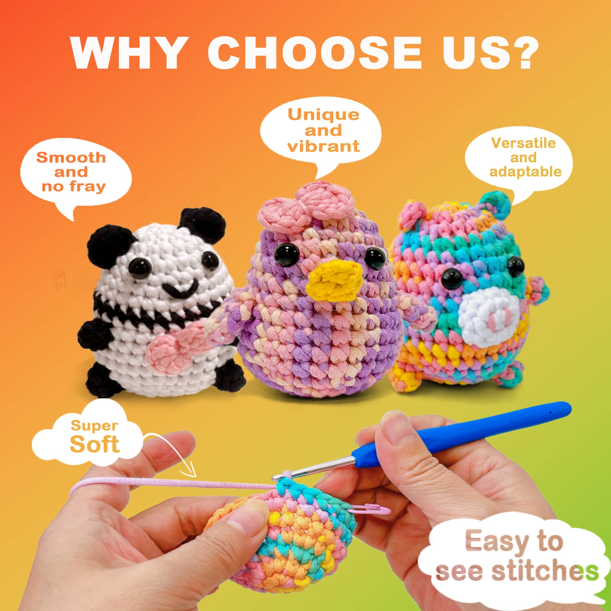 1 Pack 3.5oz/120yards,Beginner Easy Yarn for Crocheting and Knitting with Easy-to-See Stitches; Medium Weight #4(Variegated Color) Freeasyfar