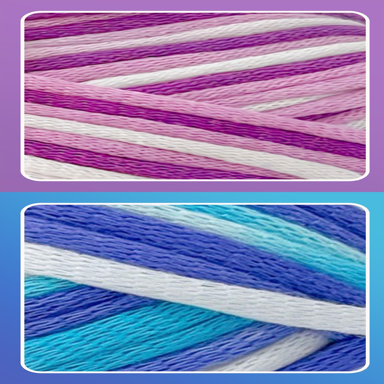2 Pack Beginnner Easy yarn for Crocheting and Knitting; 2x120 yds Cotton Yarn for Beginner with Easy-to-See Stitches; Medium #4 (Lavender Dreams+Azure wave) Freeasyfar