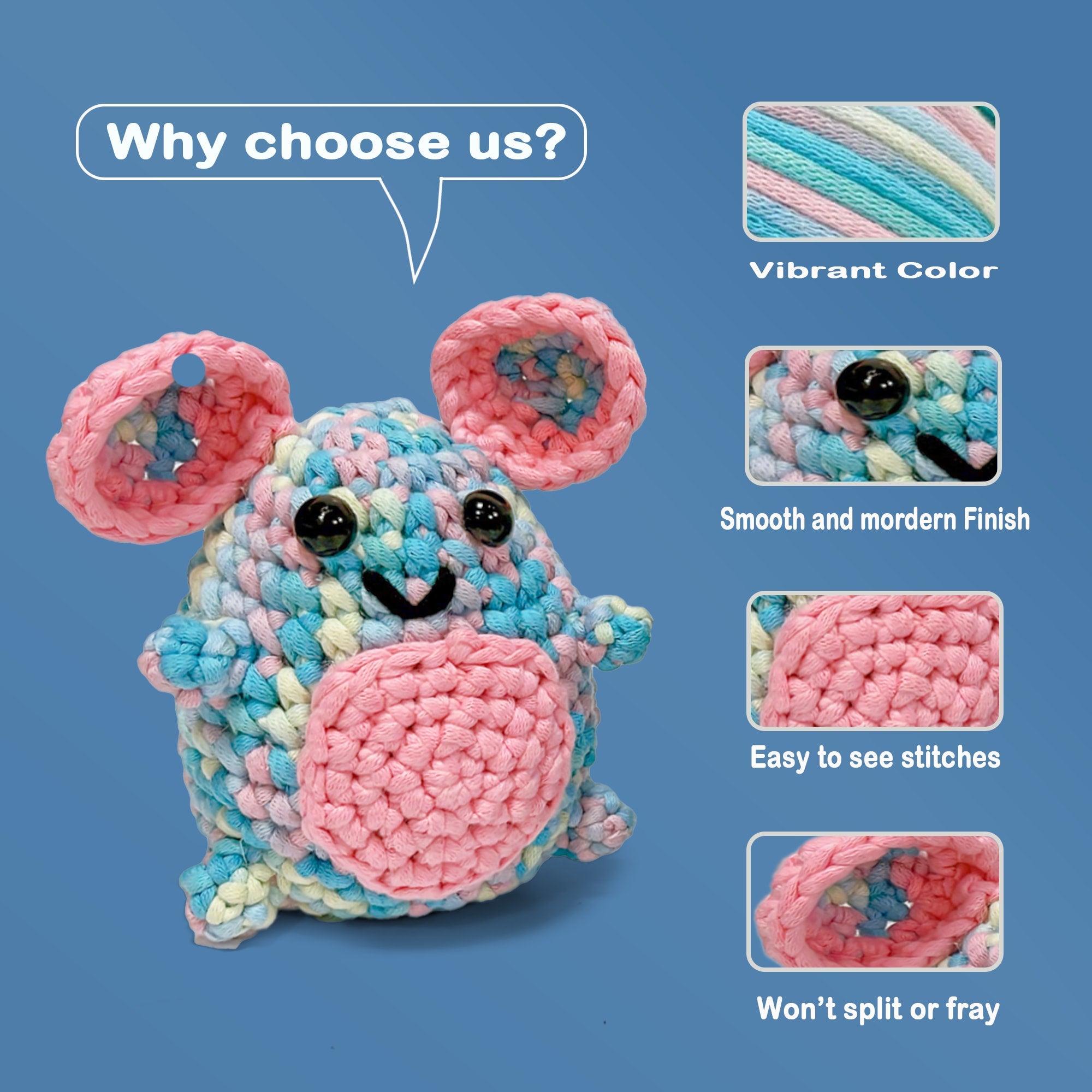 2 Pack Beginnner Easy yarn for Crocheting and Knitting; 2x120 yds Cotton Yarn for Beginner with Easy-to-See Stitches; Medium #4 (Lavender Dreams+Azure wave) Freeasyfar