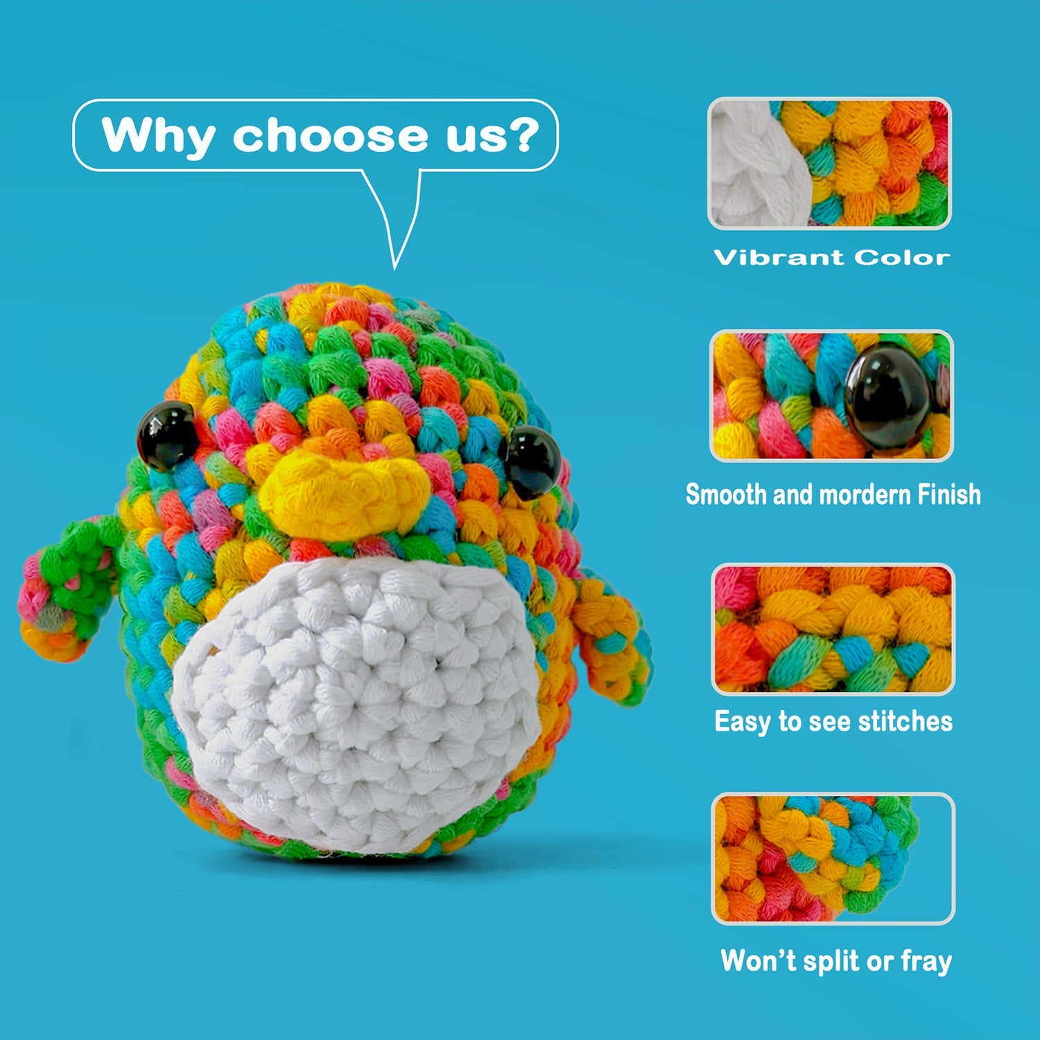 2 Pack Beginner Easy Yarn for Crocheting and Knitting; 2x120 yds Cotton Yarn for Beginner with Easy-to-See Stitches; Medium #4 (rainbow+strawberry) Freeasyfar