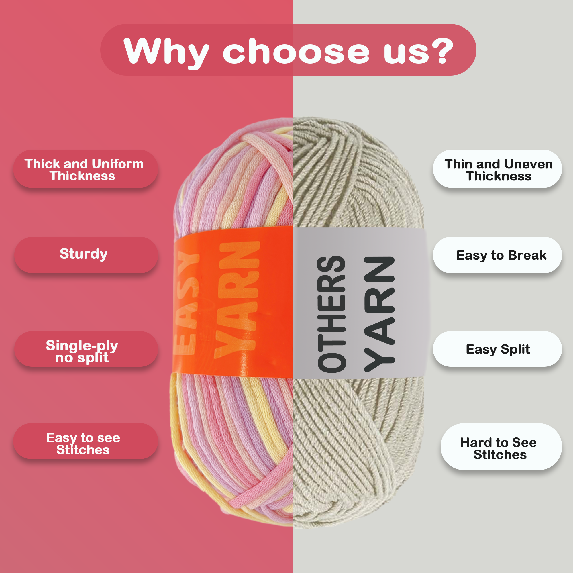 4 Pack(4x60 yds) Easy Yarn for Crocheting and Knitting-(Orange+Macaron+Yellow+Purple) Freeasyfar