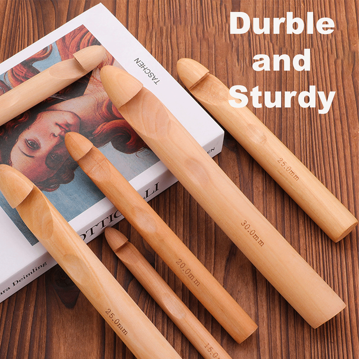 4PCS Giant Bamboo Crochet Hooks - 15mm /20mm/ 25mm /30mm