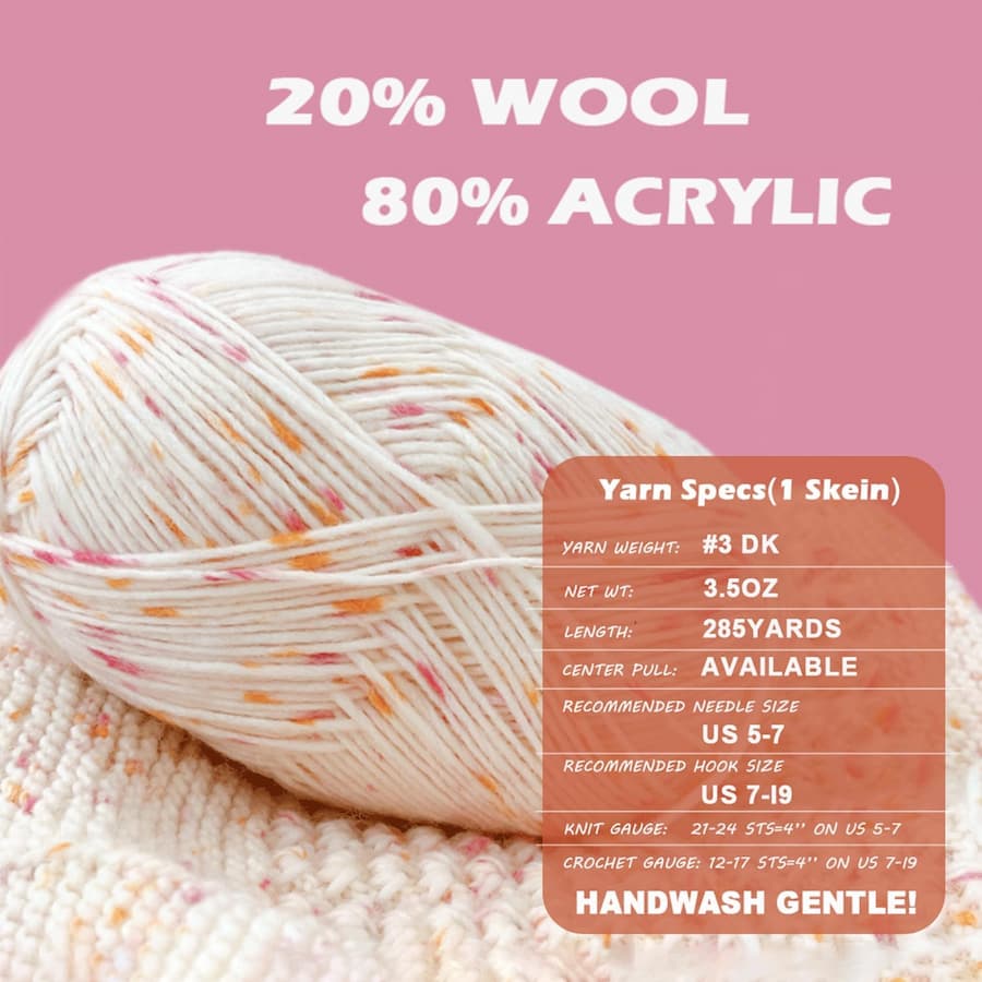 Variegated Wool Blend Yarn - 2 Pack #3 DK Weight Single-Ply Roving Yarn for Knitting & Crochet