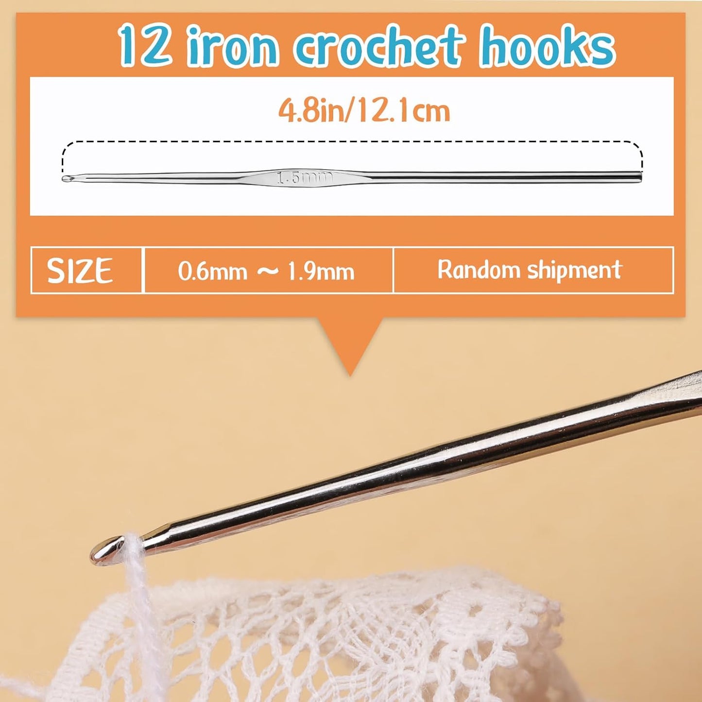 100 Pcs Crochet Hooks Set, Crochet Hooks Kit with Storage Case for Beginners-Orange