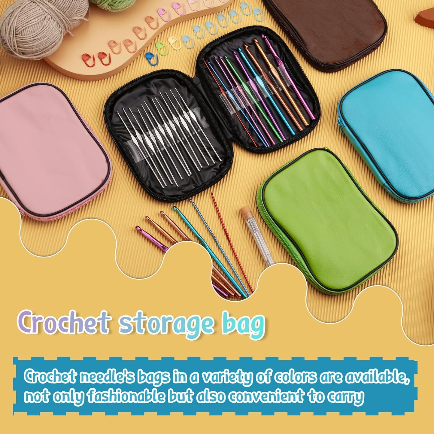 100 Pcs Crochet Hooks Set, Crochet Hooks Kit with Storage Case for Beginners-Orange