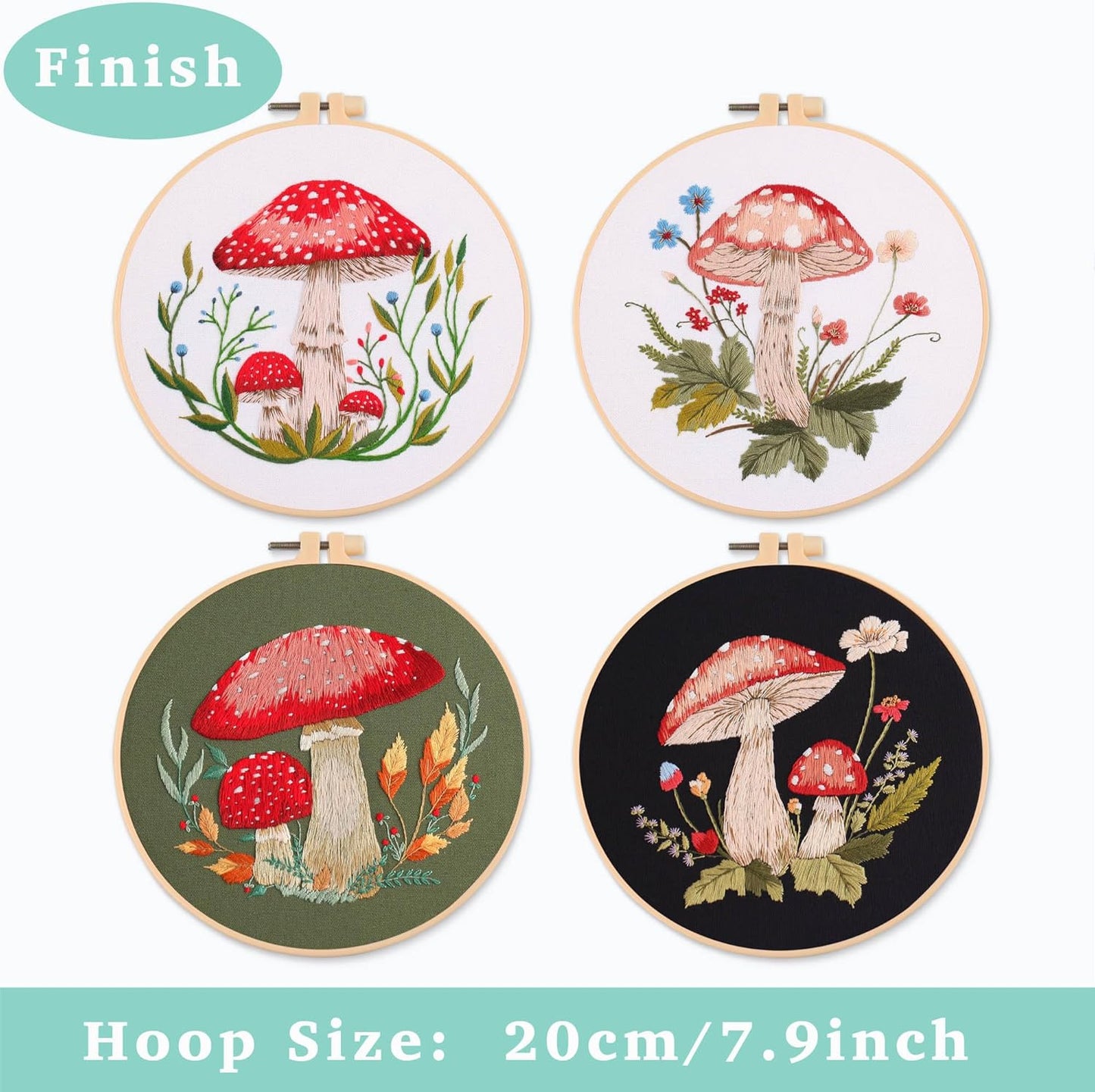 4 pcs of Embroidery Starter kit with Patterns and Instructions