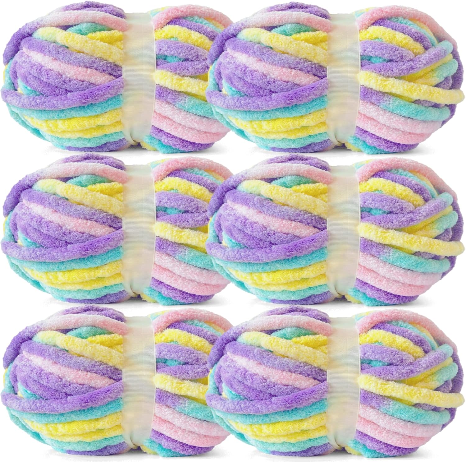 Chunky Chenille Yarn for Crocheting - Super Bulky Fluffy Yarn for Knitting -100% Polyester -Khaki, 3 Pack Freeasyfar