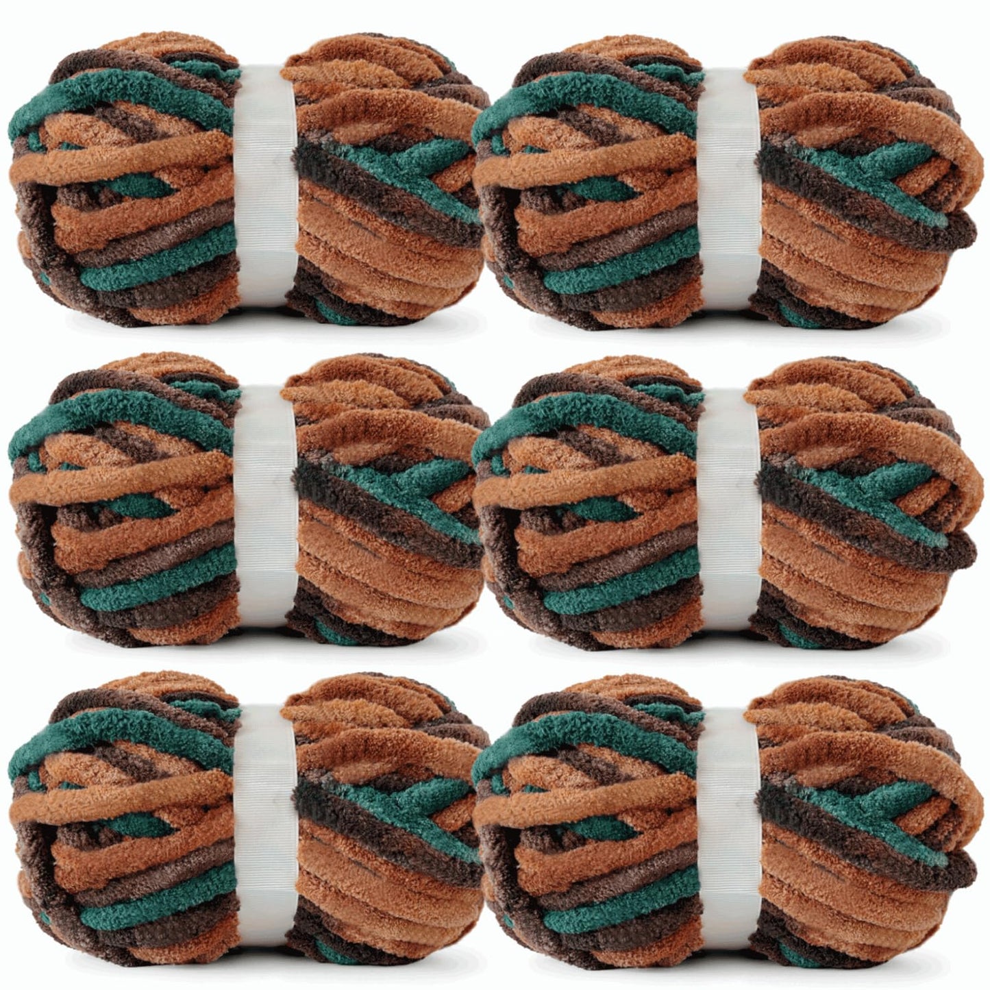 Chunky Chenille Yarn for Crocheting - Super Bulky Fluffy Yarn for Knitting -100% Polyester -Mossy Grove Freeasyfar
