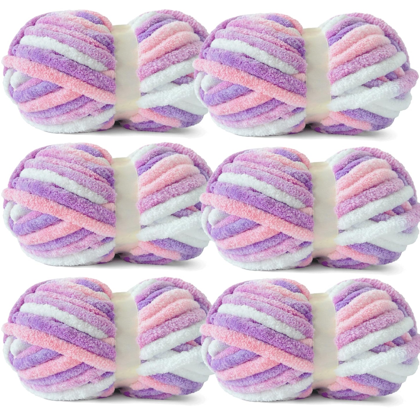 Chunky Chenille Yarn for Crocheting - Bulky Fluffy Yarn for Knitting -100% Polyester -Size 6-45 yds/8.8 oz Each Skein-Hand Knitting Blanket DIY-Lavender Blush