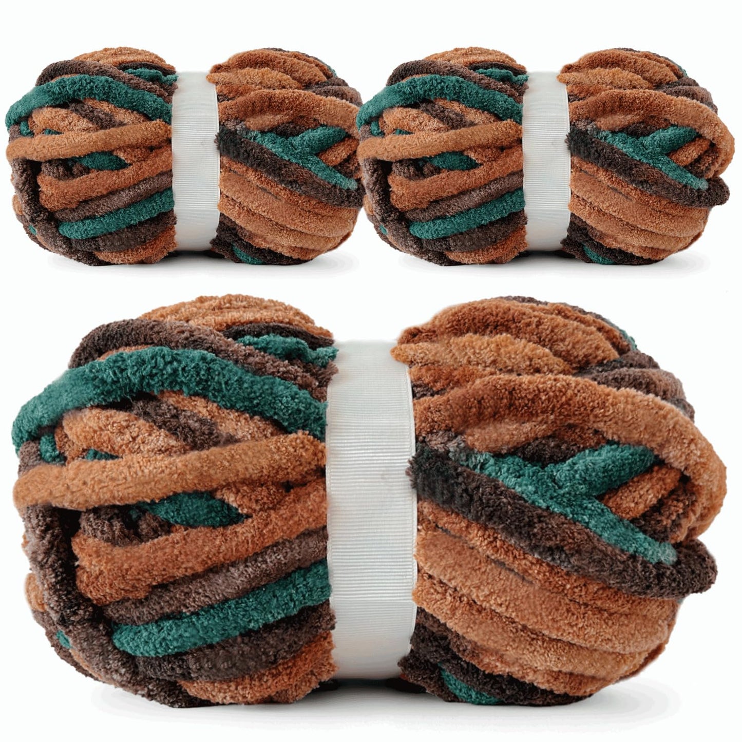 Chunky Chenille Yarn for Crocheting - Super Bulky Fluffy Yarn for Knitting -100% Polyester -Mossy Grove Freeasyfar