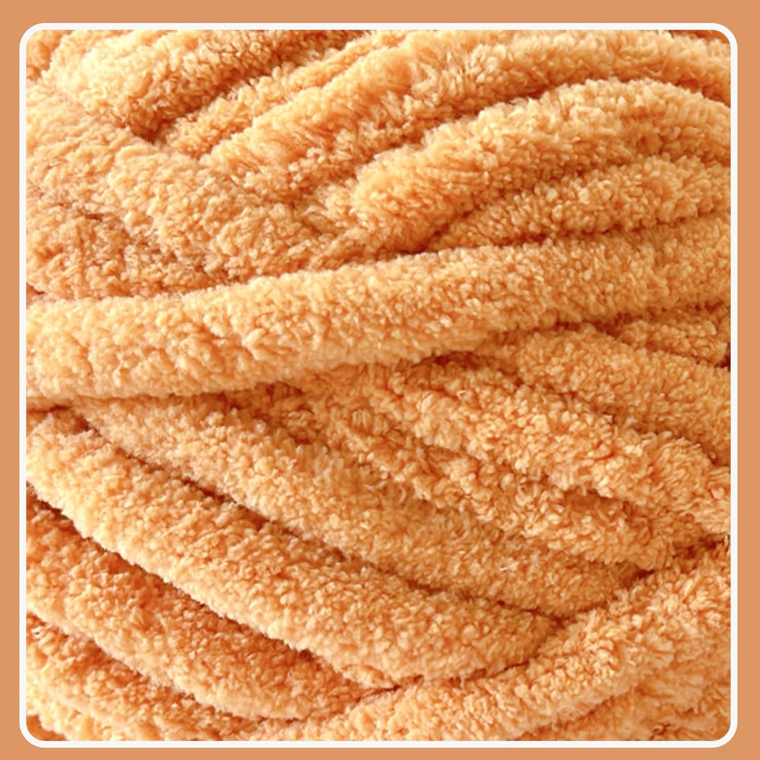 Chunky Chenille Yarn for Crocheting - Super Bulky Fluffy Yarn for Knitting -100% Polyester -Khaki, 3 Pack Freeasyfar