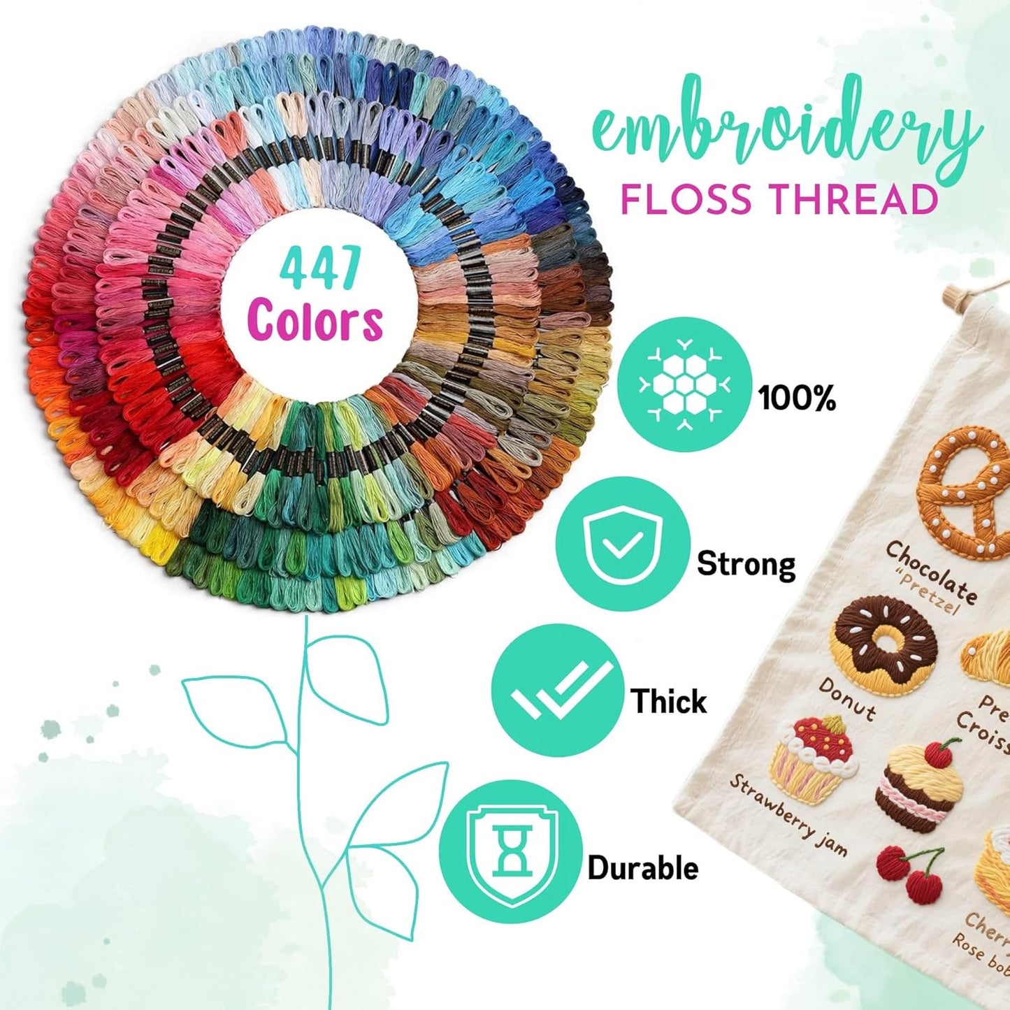 447 Colors Embroidery Floss | Rainbow Thread for Embroidery, Cross Stitch Thread Freeasyfar