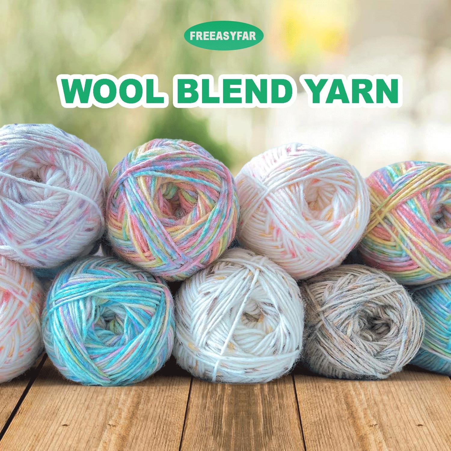 2 Pack Variegated Wool Blend Yarn, #3 DK, 20% Wool 80% Acrylic, , Single-Ply Wool Yarn Freeasyfar