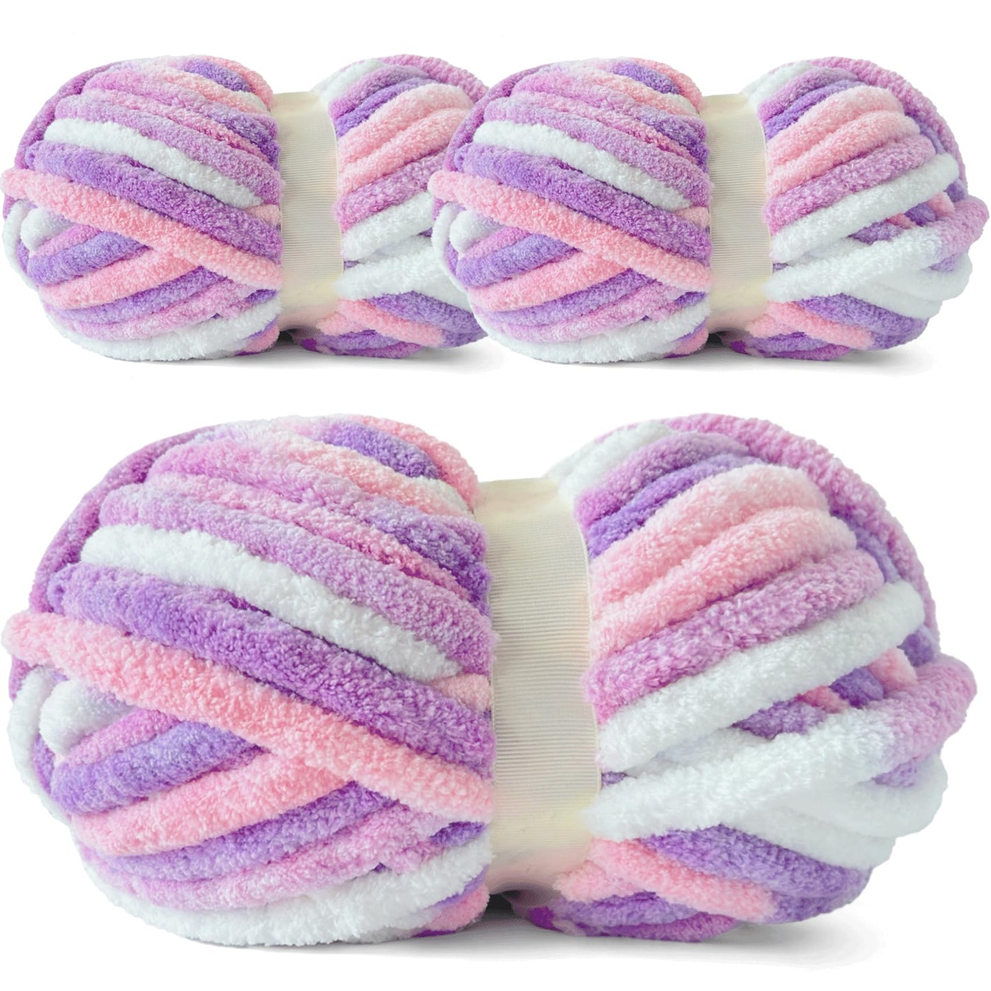 Chunky Chenille Yarn for Crocheting - Bulky Fluffy Yarn for Knitting -100% Polyester -Size 6-45 yds/8.8 oz Each Skein-Hand Knitting Blanket DIY-Lavender Blush