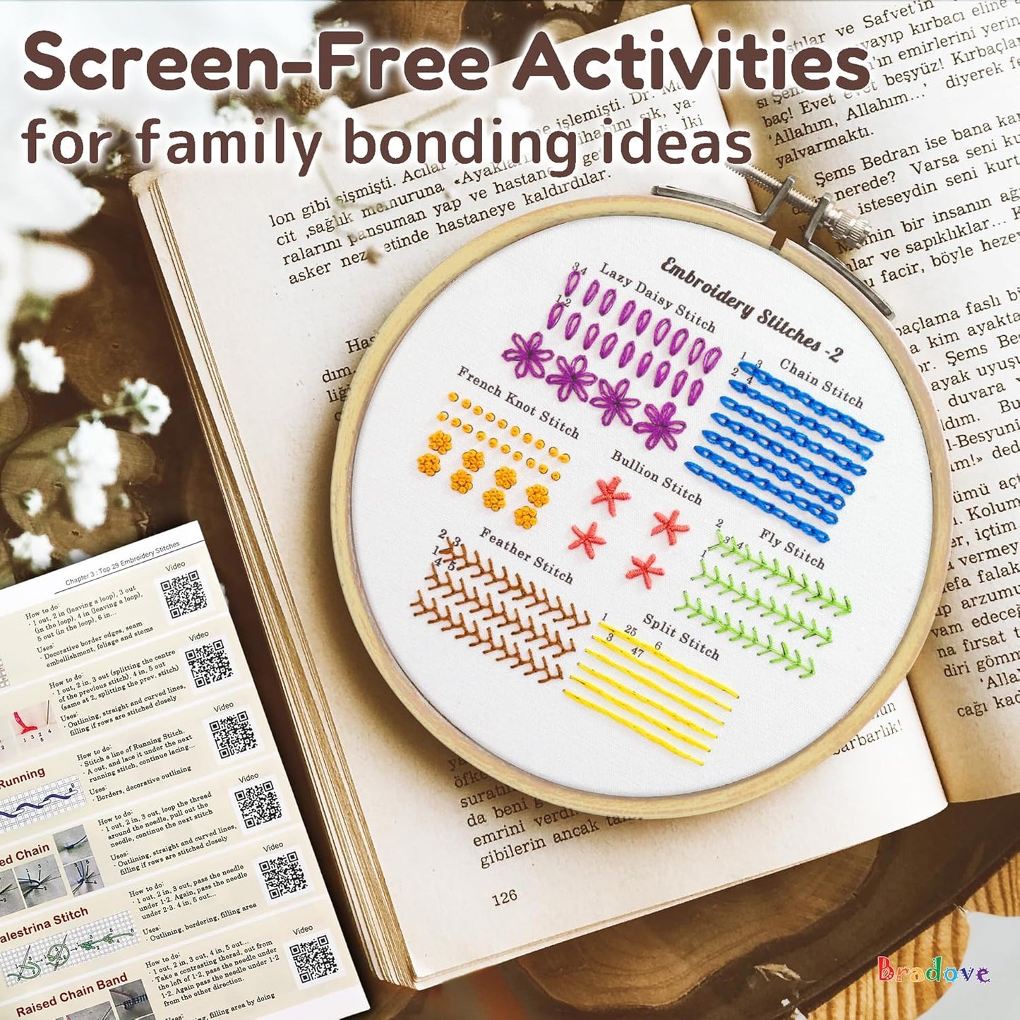 4 Pack Beginner Embroidery Kit for Adults, Hand Embroidery Kit for Kids