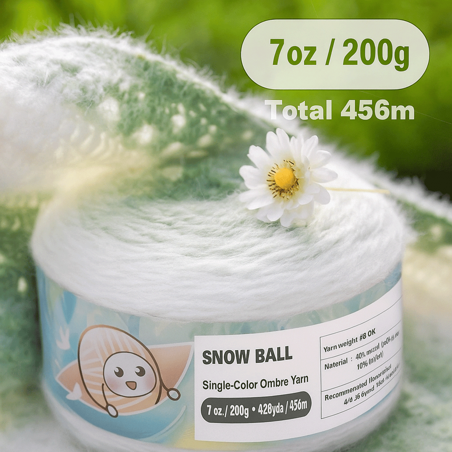 SNOW BALL Ombre Gradient Yarn for Knitting and Crochet, #3 DK Weight ,Acrylic Wool Blend, 200g/456m Cake Yarn(Lavender Mist) Freeasyfar