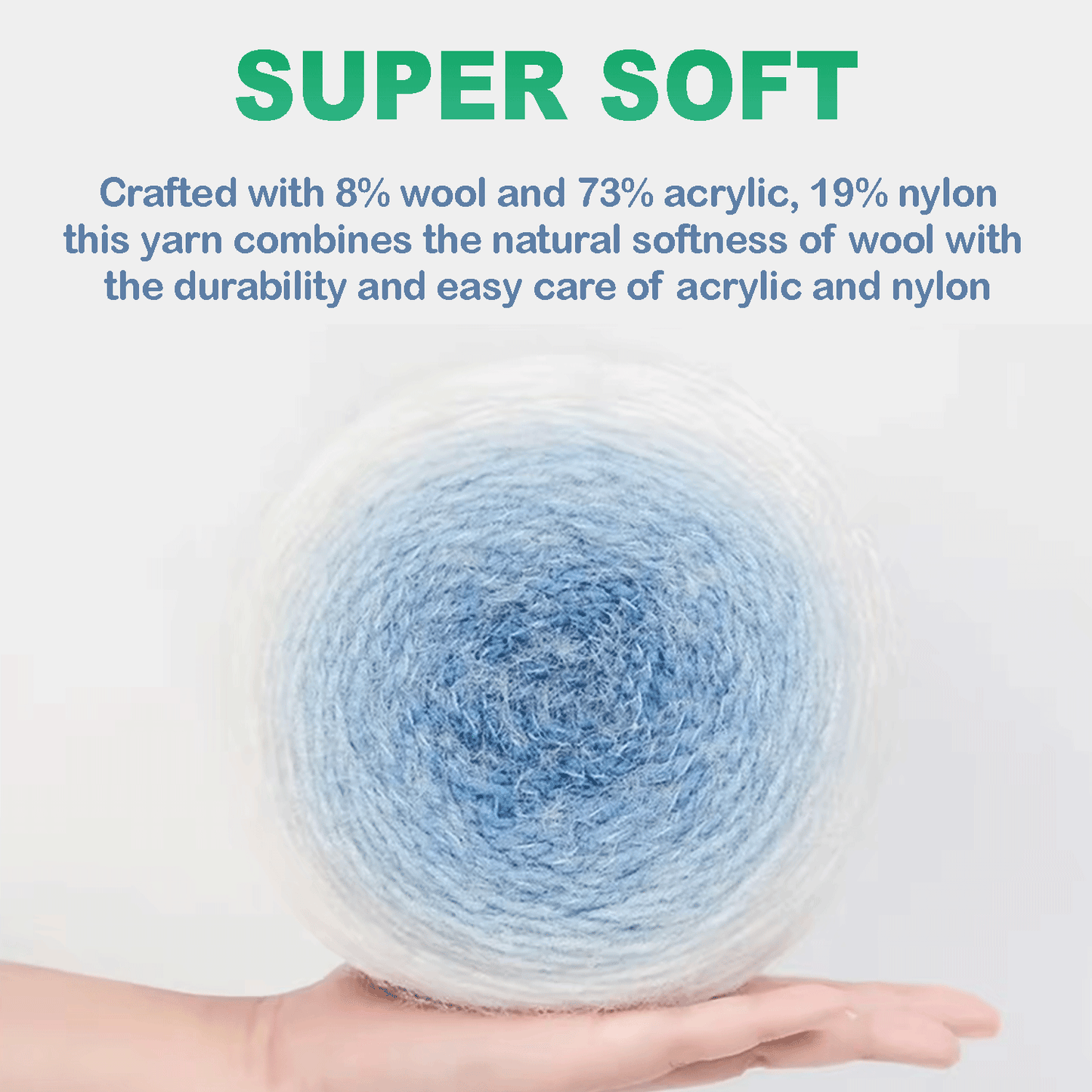 SNOW BALL Ombre Gradient Yarn for Knitting and Crochet, #3 DK Weight ,Acrylic Wool Blend, 200g/456m Cake Yarn(Lavender Mist) Freeasyfar