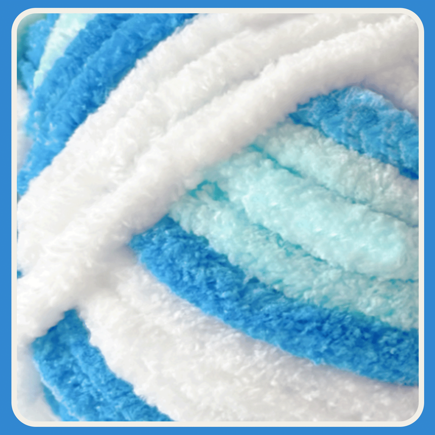 Velvet Chenille Yarn for Crocheting and Knitting – Bulky (93 Yards/100g), Extra Soft Polyester Chunky Yarn for DIY Crafts, Plush Toys, Blankets-Blue Sky Mix