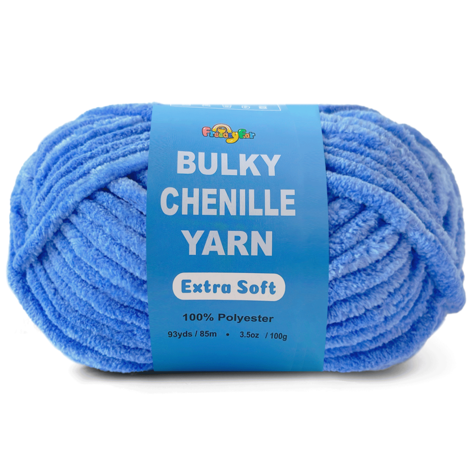 Denim Blue Velvet Chenille Yarn for Crocheting and Knitting – Bulky (93 Yards/100g), Extra Soft Plush Yarn Freeasyfar