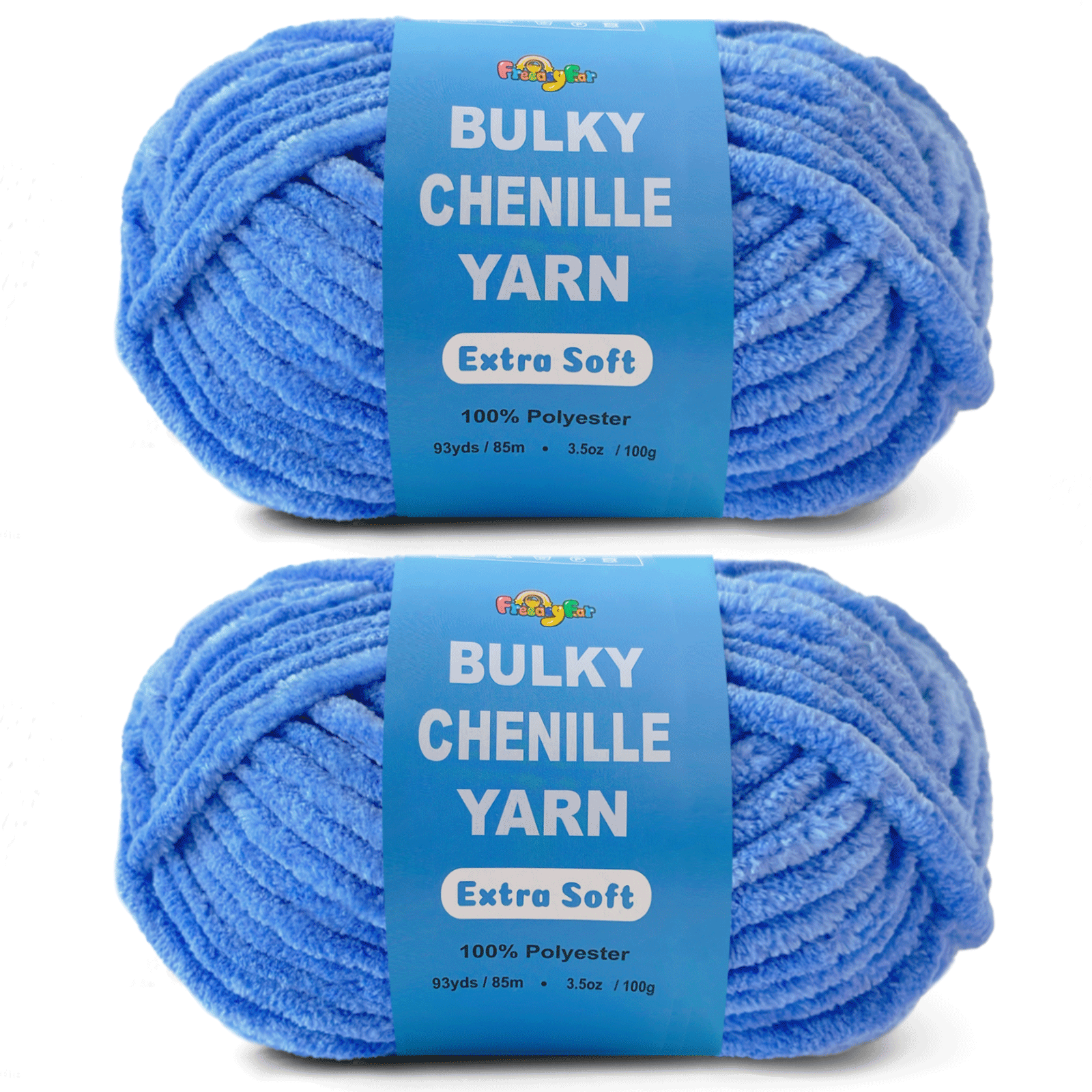 Denim Blue Velvet Chenille Yarn for Crocheting and Knitting – Bulky (93 Yards/100g), Extra Soft Plush Yarn Freeasyfar