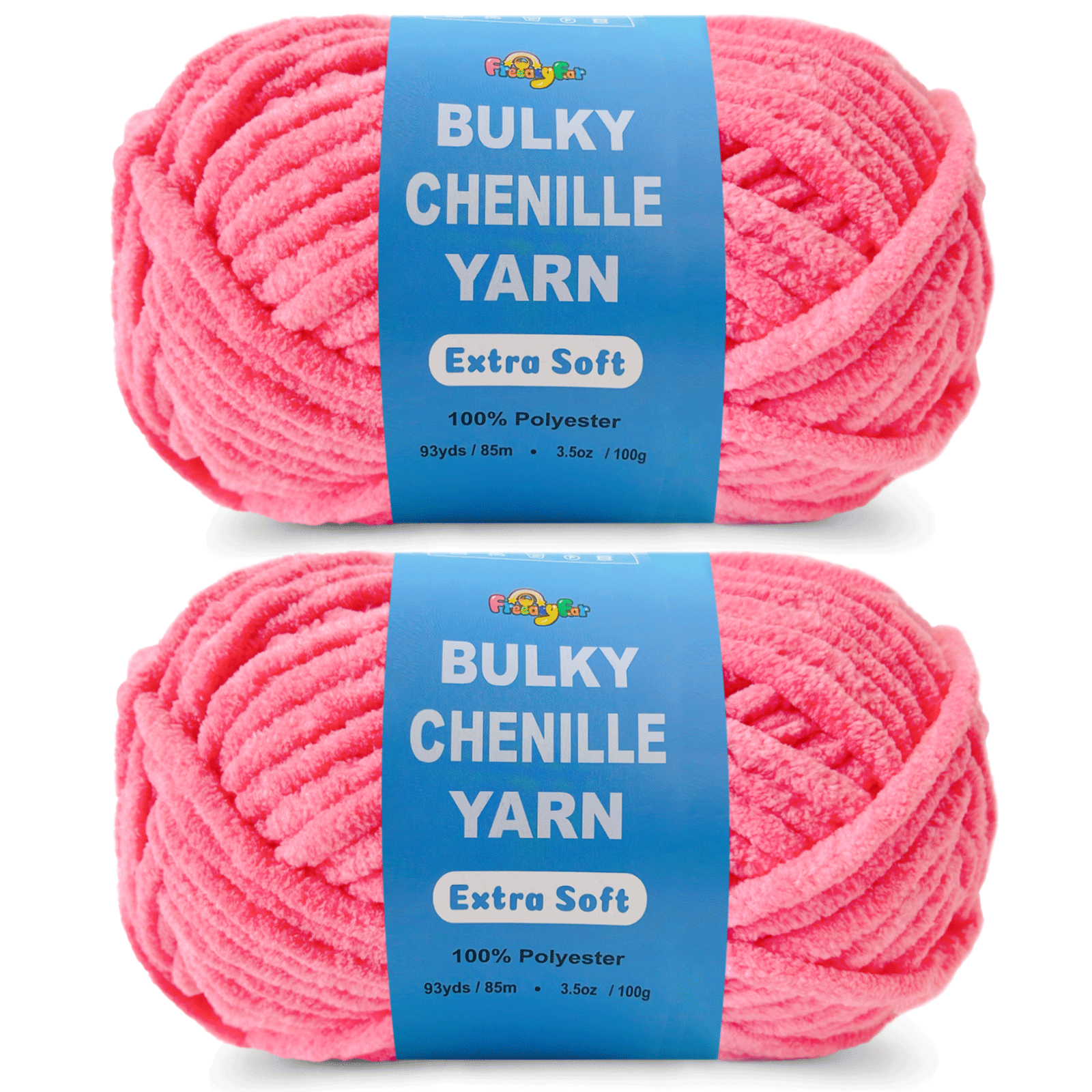 Hot Pink Velvet Chenille Yarn for Crocheting and Knitting – Bulky (93 Yards/100g), Extra Soft Plush Yarn Freeasyfar
