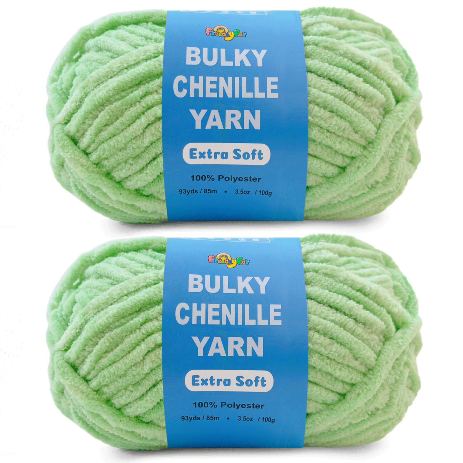 Mint Green Velvet Chenille Yarn for Crocheting and Knitting – Bulky (93 Yards/100g), Extra Soft Plush Yarn Freeasyfar