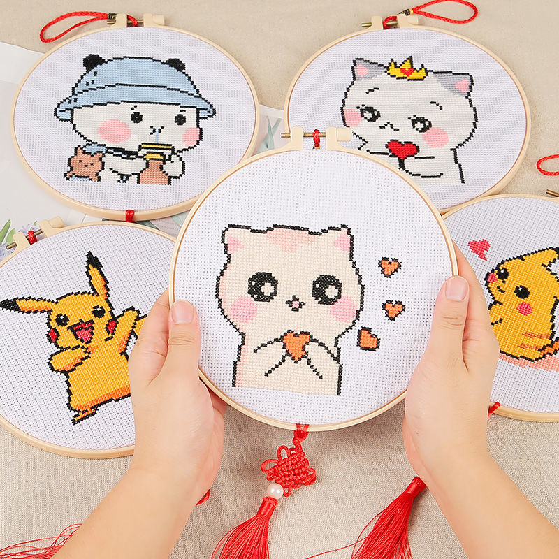 8PCS Beginner Cartoon Embroidery Kit for Adults, Hand Embroidery Kit for Kids Freeasyfar