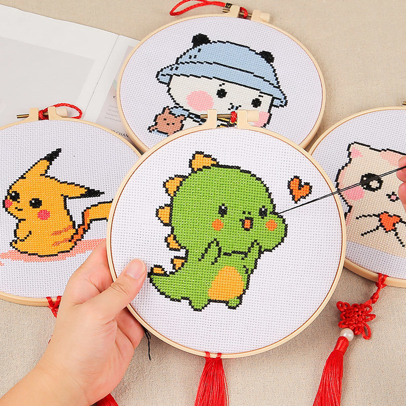 8PCS Beginner Cartoon Embroidery Kit for Adults, Hand Embroidery Kit for Kids Freeasyfar