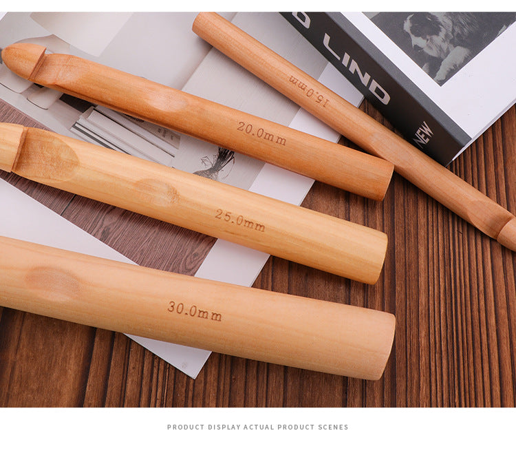 4PCS Giant Bamboo Crochet Hooks - 15mm /20mm/ 25mm /30mm