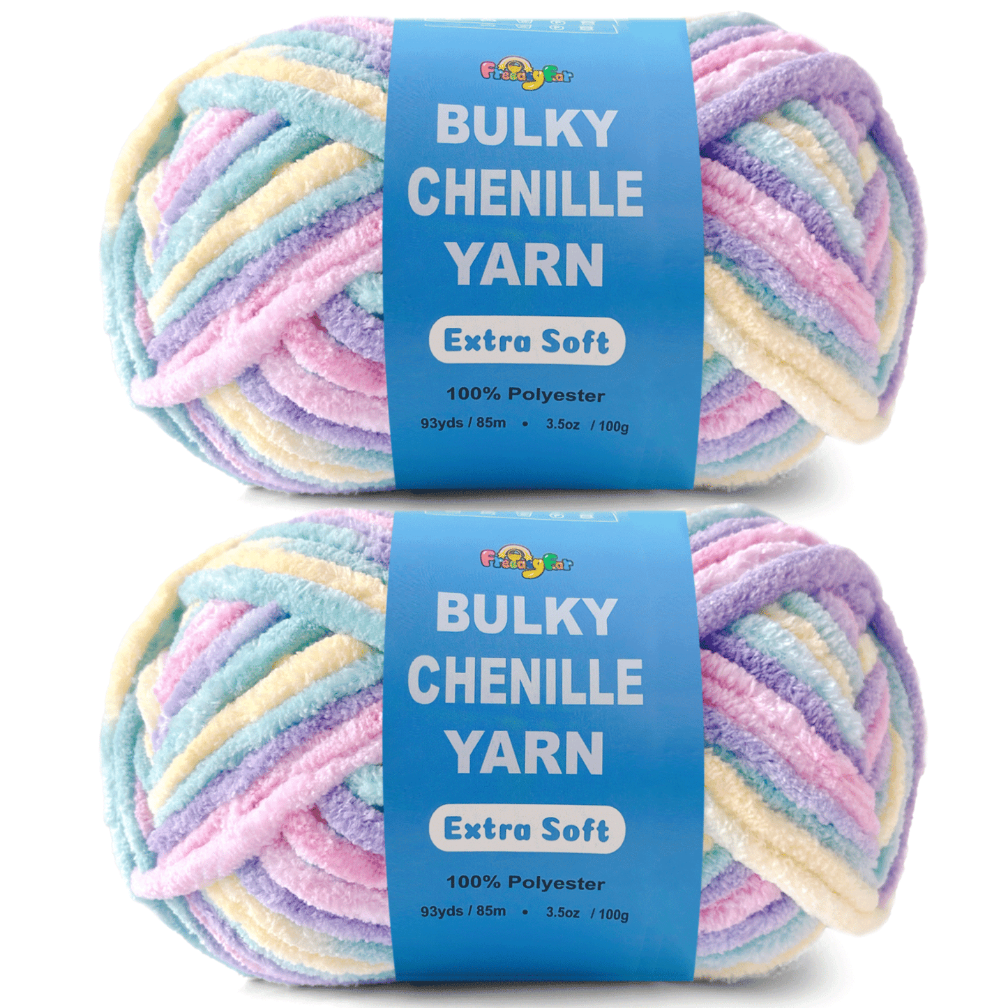 Velvet Chenille Yarn for Crocheting and Knitting – Bulky (93 Yards/100g), Extra Soft Polyester Chunky Yarn for DIY Crafts, Plush Toys, Blankets-Pastel,