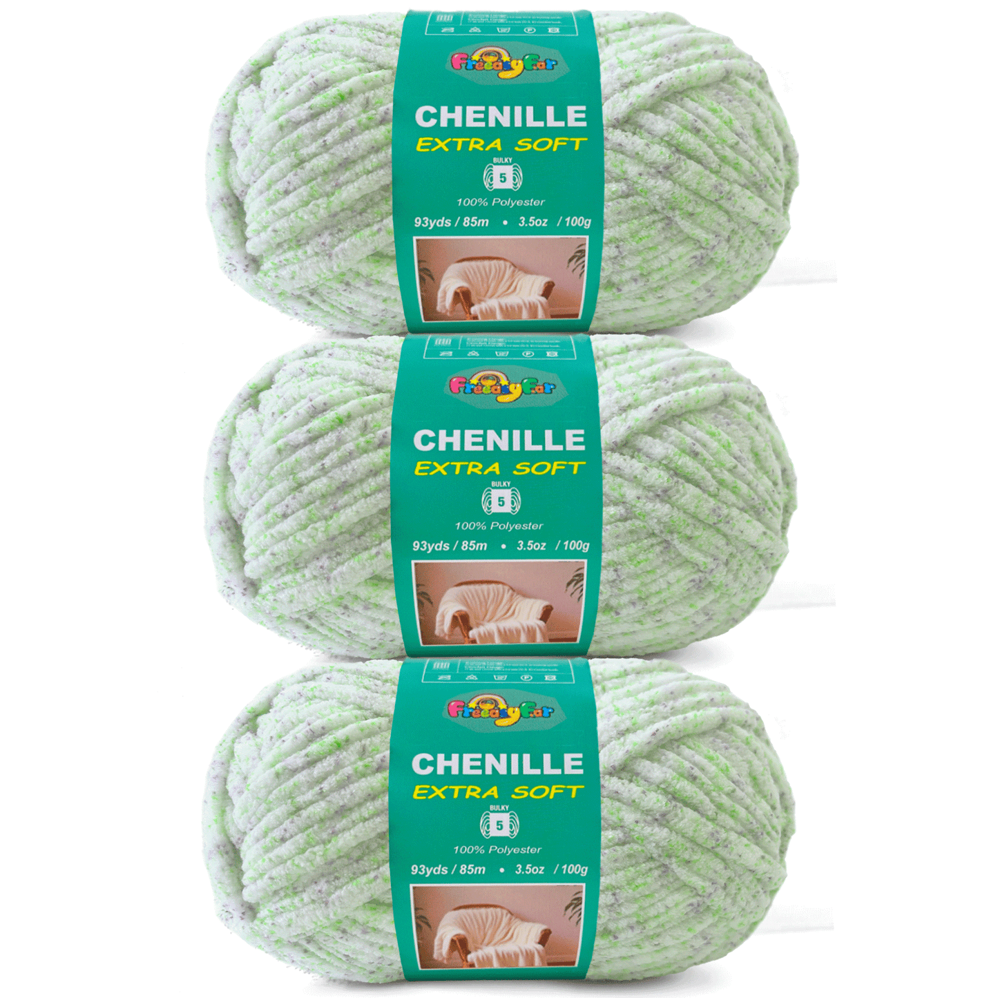 Super Soft and Cozy Chenille Yarn for Crocheting and Knitting -Easy to Crochet with-#5 Bulky-3.5oz/93yds Each Skein-Chunky Plush Yarn for Hand Craft Blanket Ammigurumi-Spring Meadow