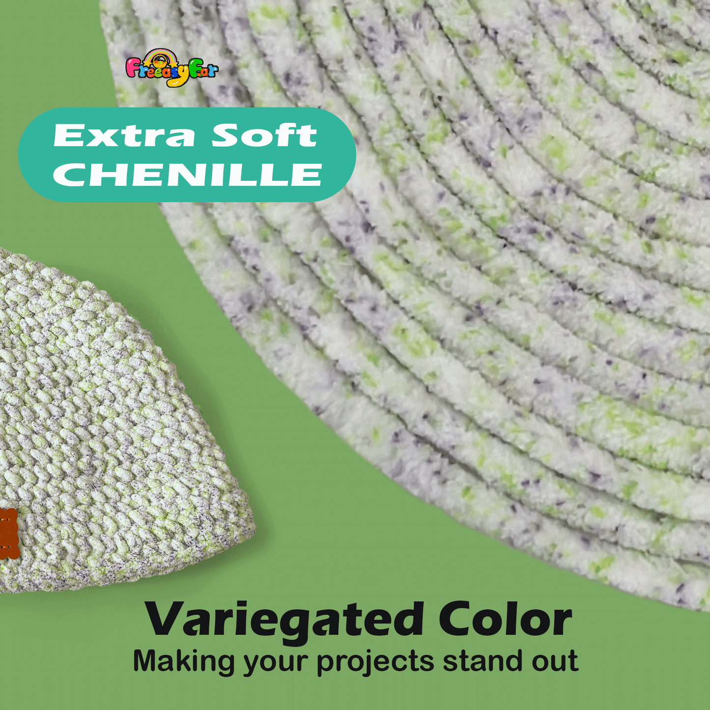Super Soft and Cozy Chenille Yarn for Crocheting and Knitting -Easy to Crochet with-#5 Bulky-3.5oz/93yds Each Skein-Chunky Plush Yarn for Hand Craft Blanket Ammigurumi-Spring Meadow