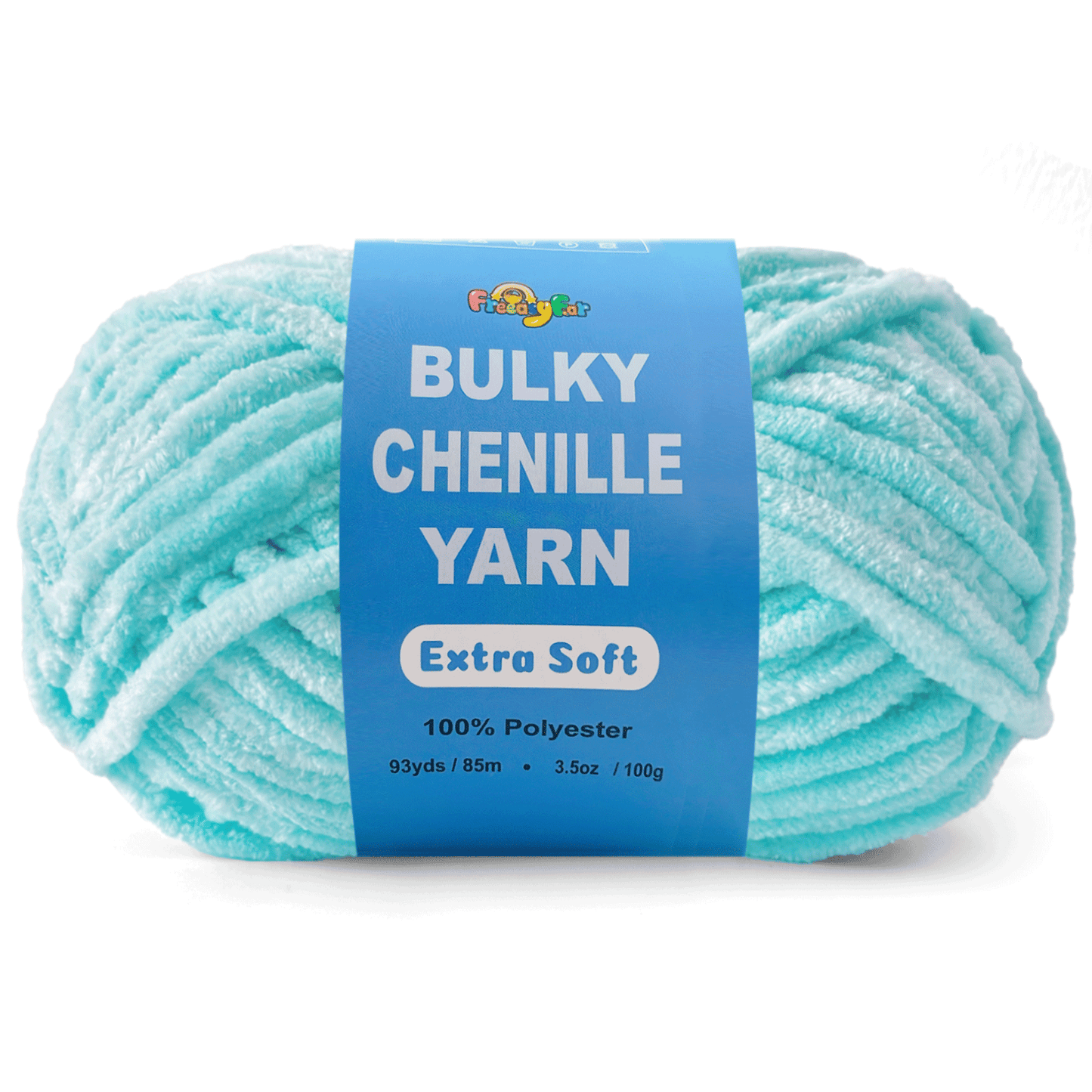 Aqua Blue Velvet Chenille Yarn for Crocheting and Knitting – Bulky (93 Yards/100g), Extra Soft Plush Yarn