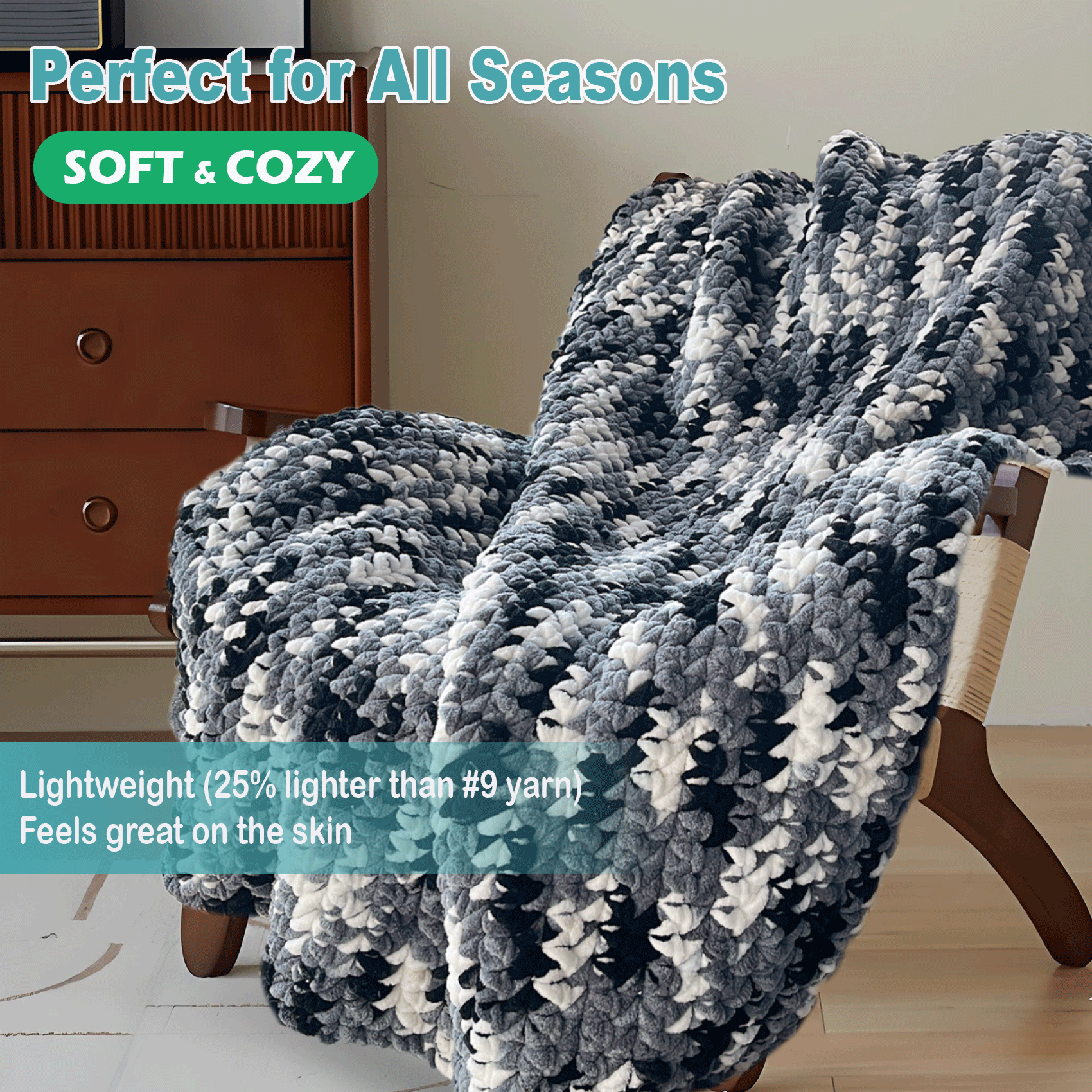 Chunky Chenille Yarn for Crocheting - Super Bulky Fluffy Yarn for Knitting -100% Polyester -Pastel Bloom Freeasyfar