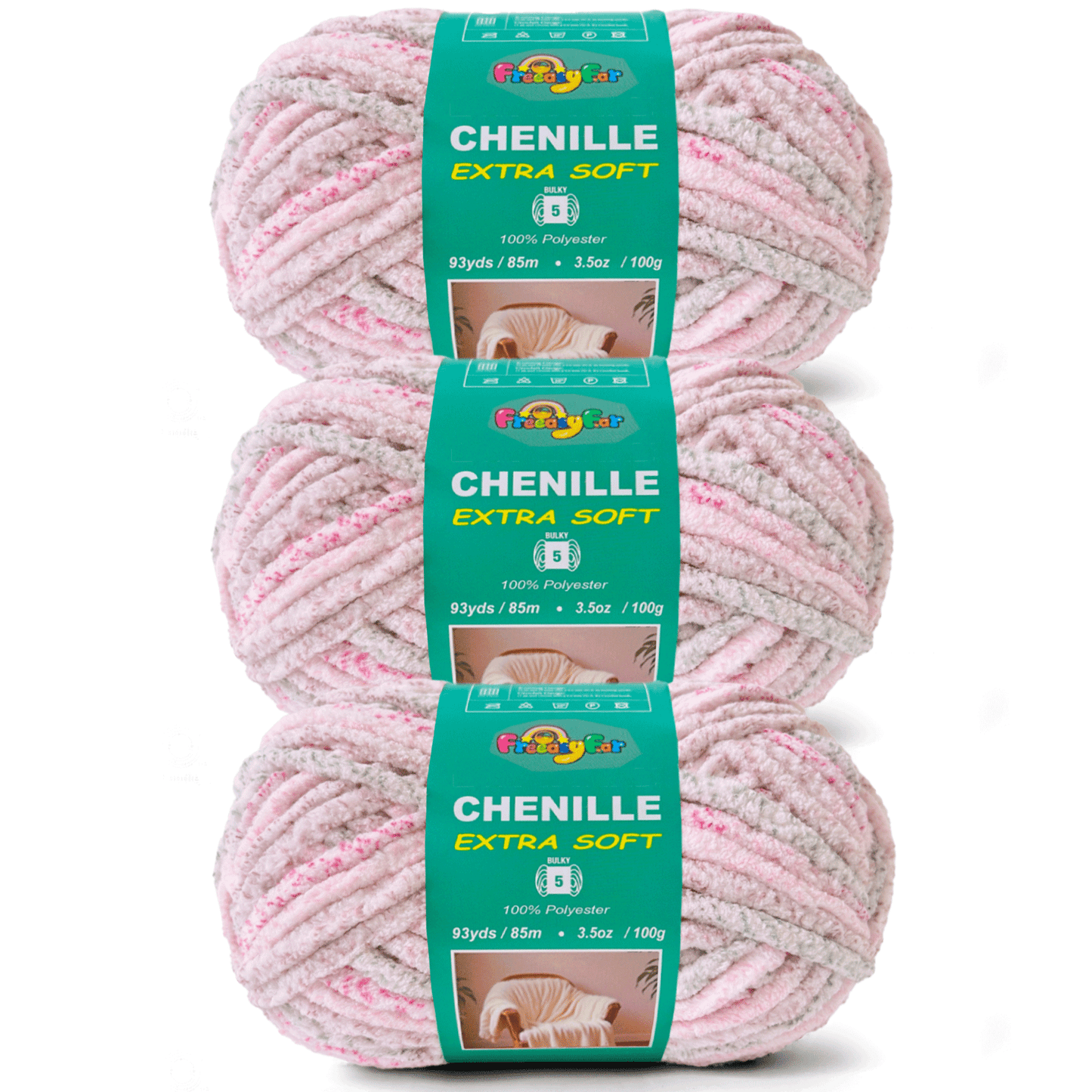 Super Soft and Cozy Chenille Yarn for Crocheting and Knitting -Easy to Crochet with-#5 Bulky-3.5oz/93yds Each Skein-Chunky Plush Yarn for Hand Craft Blanket Ammigurumi-Blushing Pink