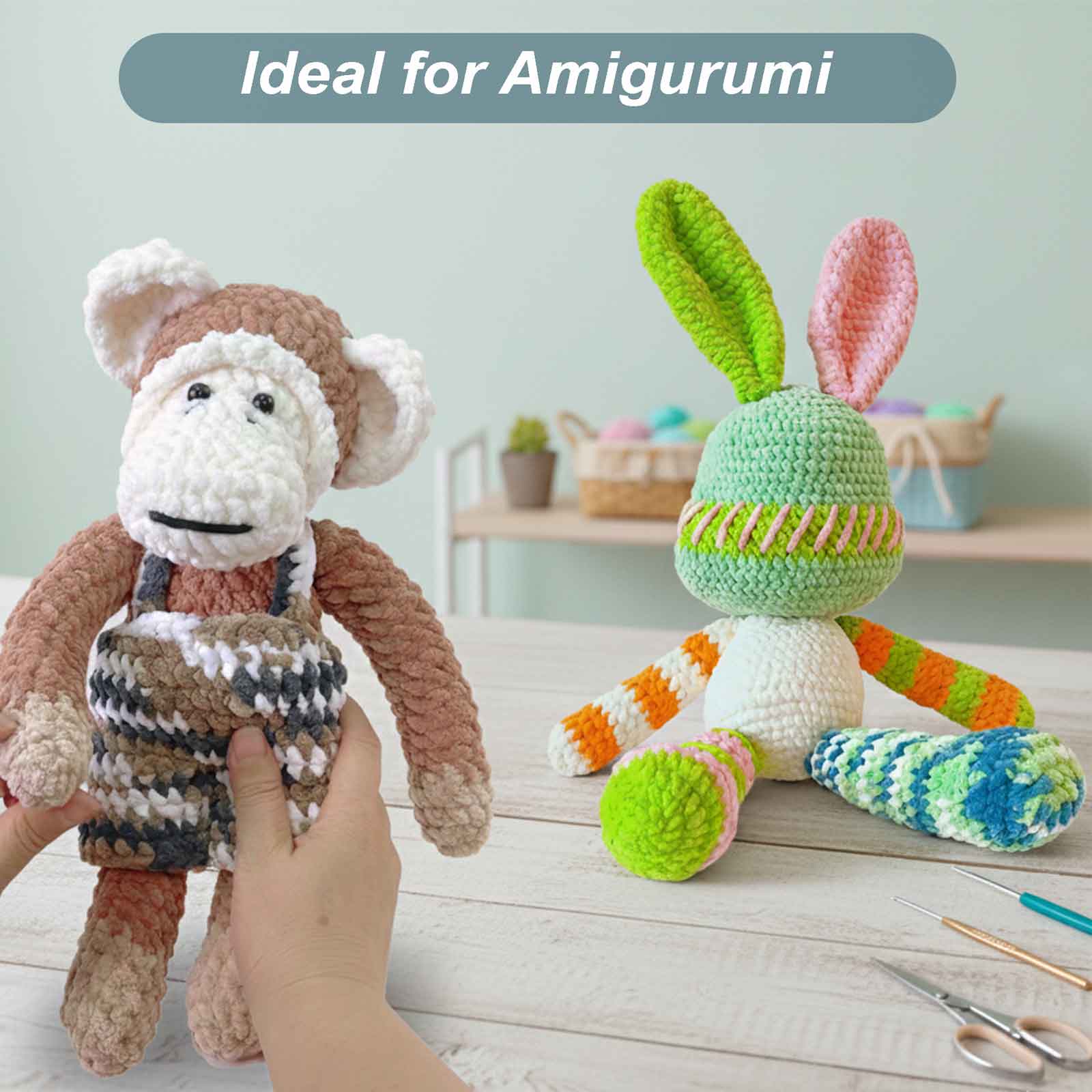 4 Pack Velvet Bulky Chenille Yarn Freeasyfar