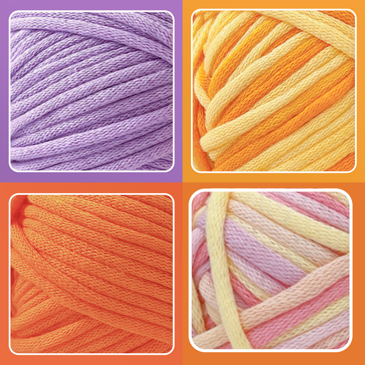 4 Pack(4x60 yds) Easy Yarn for Crocheting and Knitting-(Orange+Macaron+Yellow+Purple) Freeasyfar