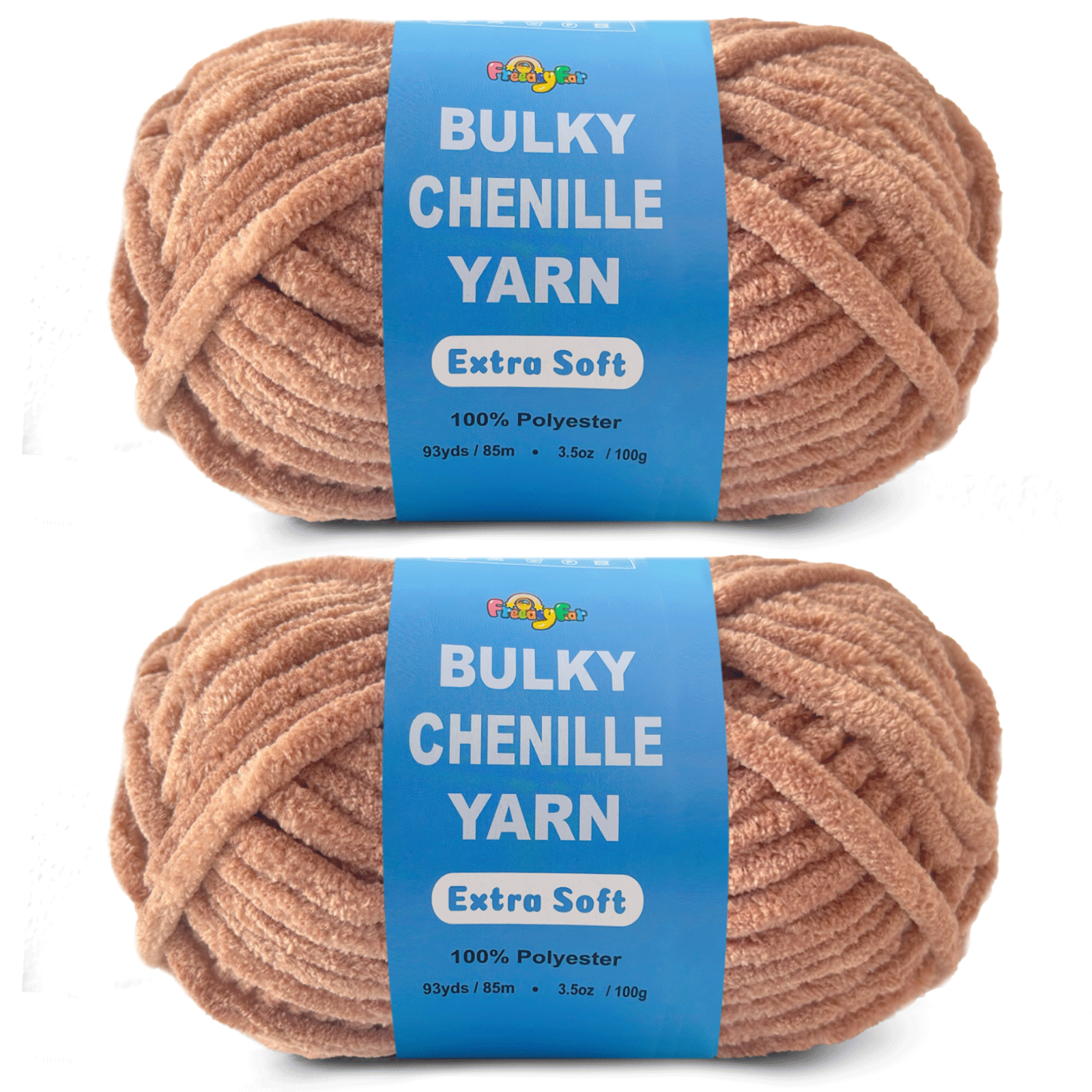 Mocha Brown Velvet Chenille Yarn for Crocheting and Knitting – Bulky (93 Yards/100g), Extra Soft Plush Yarn Freeasyfar