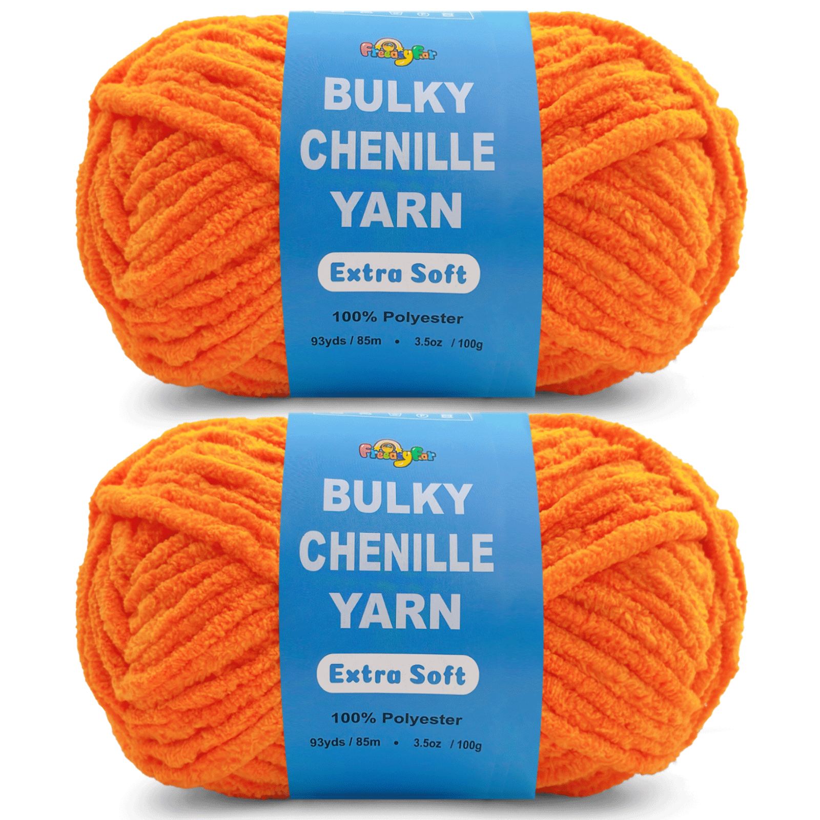 Orange Velvet Chenille Yarn for Crocheting and Knitting – Bulky (93 Yards/100g), Extra Soft Plush Yarn Freeasyfar