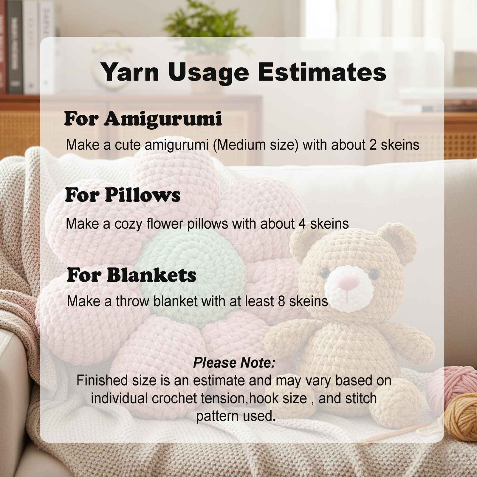 4 Pack Velvet Bulky Chenille Yarn Freeasyfar