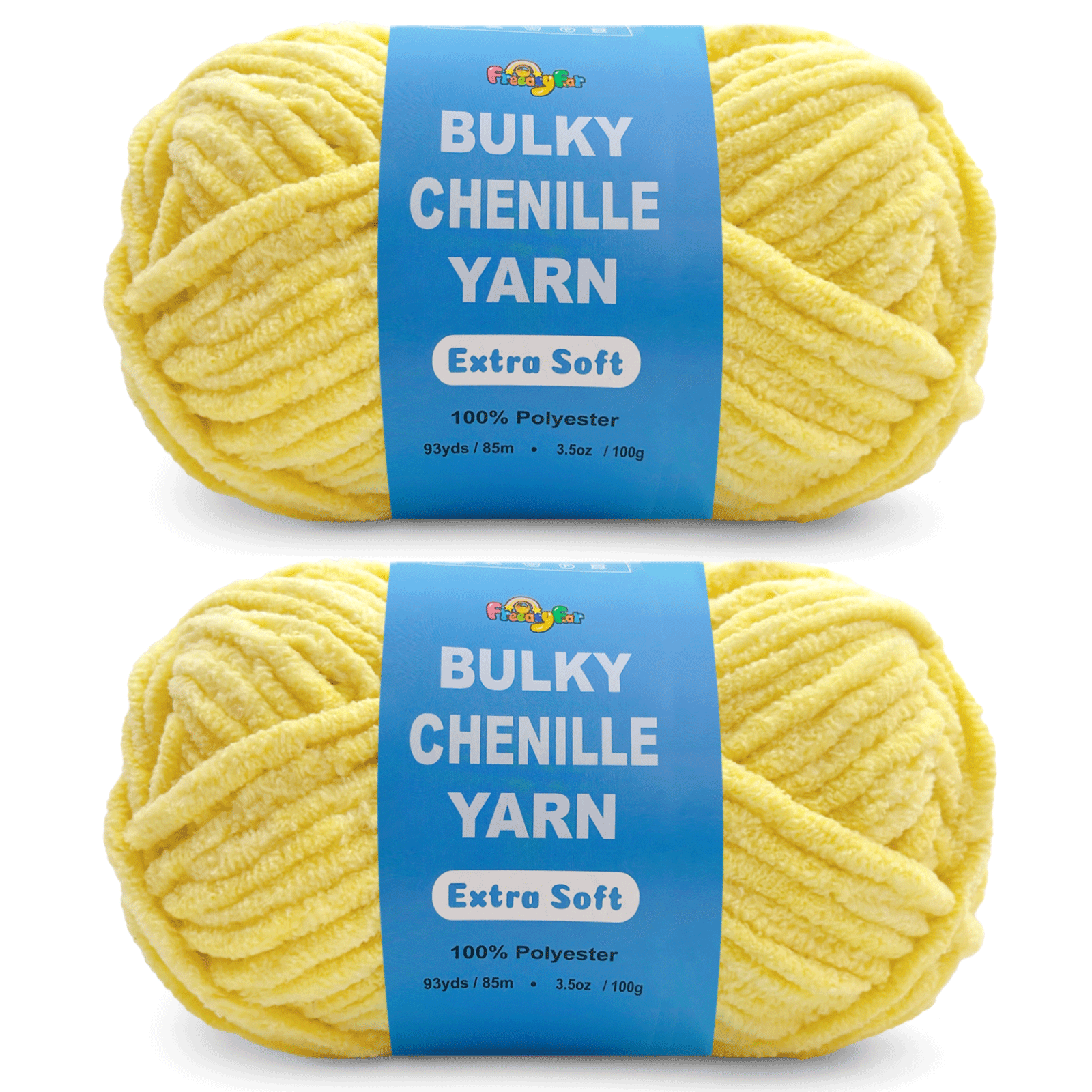 Yellow Velvet Chenille Yarn for Crocheting and Knitting – Bulky (93 Yards/100g), Extra Soft Plush Yarn Freeasyfar