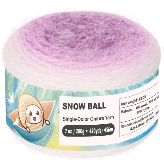 SNOW BALL Ombre Gradient Yarn for Knitting and Crochet, #3 DK Weight ,Acrylic Wool Blend, 200g/456m Cake Yarn（Lavender Mist） Freeasyfar