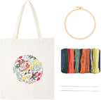 DIY Canvas Tote Bag Embroidery Kit with Hoop and Patterns , Tote Bag Cross Stitch Kits for Beginners Adults (Kitten） Freeasyfar